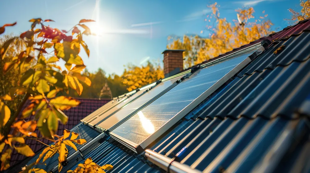 Solar water heater collectors on a roof